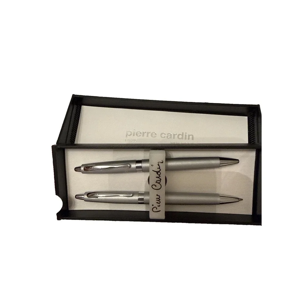 Pierre Cardin Vintage Slim Pen and Mechanical Pencil Boxed Set Chrome Silver